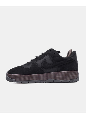 Чорні Осінні кросівки чоловічі nike air force 1 wild black velvet brown найк аір форс 1 преміум No Brand