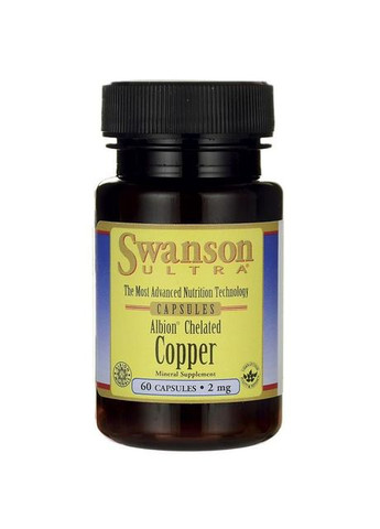Хелат меди, Albion,, Albion Chelated Copper, 2 мг, 60 капсул Swanson (364311162)