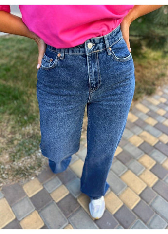 Джинси жіночі Blue 1342 straight fit jeans палаццо рівні від стегна стрейчеві TWIN - (304548484)