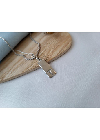 Серебряная подвеска подвес Пластина Т No Brand (306742818)