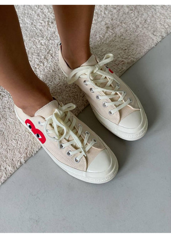 Бежевые демисезонные кеды мужские converse x comme des garcons low beige конверс No Brand