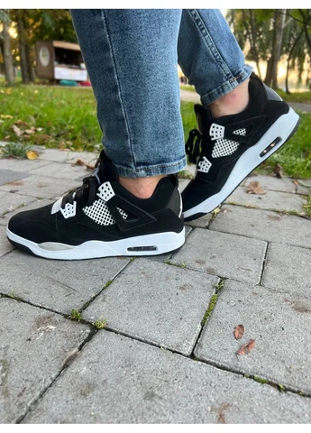 Білі кросівки чоловічі nike air jordan 4 black white найк аір джордан білі демісезон No Brand