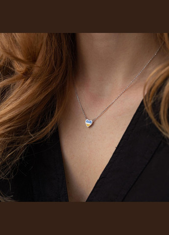 Колье С Украиной в сердце в серебре (голубая и желтая эмаль) 181236 43 Oniks (323209343)