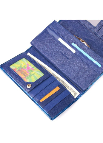 Стильний жіночий гаманець із лакованої шкіри з візитницею 19404 Синій st leather (298567655)