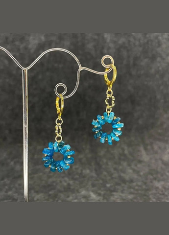 Сережки-кільця Апатит+конектор Квітка L-44мм швенза гіпоалерген сплав колір лимонне золото No Brand Підвіски (304426675)