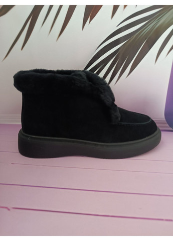 Зимние ботинки женские замшевые на меху No Brand без декора из натуральной замши