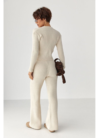 Трикотажний костюм у рубчик з кардиганом та брюками палаццо Lurex (364813708)