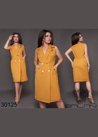 Желтое повседневный, деловое, кэжуал женское платье-пиджак платье-жакет Style Point однотонное