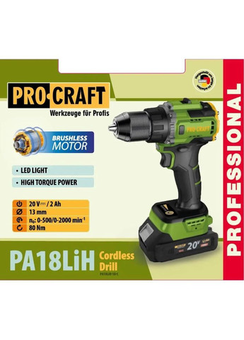 Шуруповерт PA18LiH (1 акб та зп) ProCraft (367838142)