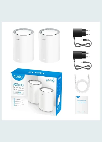 Маршрутизатор WiFi Mesh-система WiFi 6 M1800 (2-Pack) 2 штуки дводіапазонні гігабітні AX1800 (73-00524) Cudy (390444809)