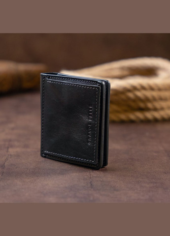 Вертикальное глянцевое портмоне с накладной монетницей 11329 Черное Grande Pelle (331911279)