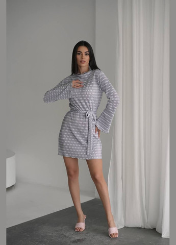 Серое серый платье из фактурного высококачественного турецкого материала комплектуется поясом, летнее платье в горошек No Brand