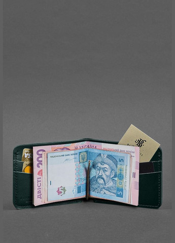 Шкіряне портмоне 4.4 (з затискачем) зелений краст (A-028064) BlankNote (328444576)