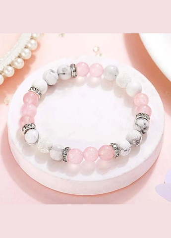 Жіночий браслет з кахолонгу та рожевого кварцу з дисками (80159) Hemst (301070959)