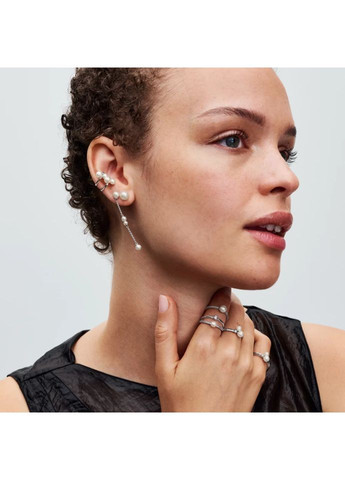 Серебряное кольцо Пандора с культивированной пресноводной жемчужиной и паве 193158C01 Kabluchka (355346161)