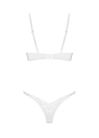 Белый демисезонный комплект alissium 2-pcs set, кружево, лиф с мягкой чашкой, трусики танга - cherrylove Obsessive