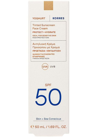 Тональный солнцезащитный крем для лица Yoghurt Tinted Sunscreen Face Cream SPF50 50ml (1346760-15245742) Korres (368608746)