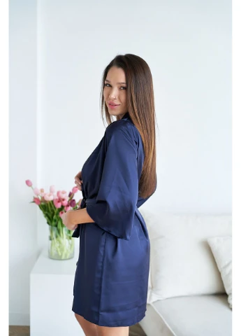 Женский шелковый комплект халат и пеньюар для дома L-XL шоколад No Brand (371137269)