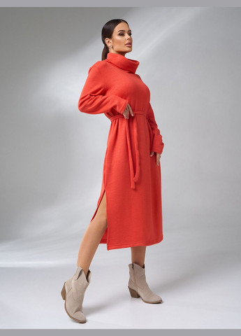 Помаранчева ділова, повсякденний, кежуал сукня-гольф із ангори з бічними розрізами No Brand