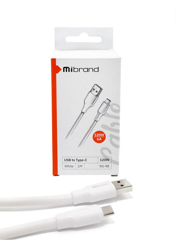 Кабель PVC Tube Cable USB для Type-C 120W 1m White (MIDC/98TW) Mibrand MI-98 (345111722)