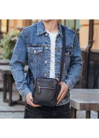 Чоловіча барсетка 18х21х7, сумка шкіряна планшетка через плече SK N5386 чорна Tiding Bag (341309514)