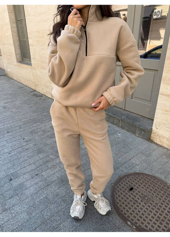 Жіночий спортивний костюм з флісу: кофта з високим коміром та штани на резинці MonCher (360429030)