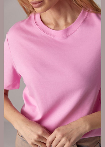 Розовая летняя базовая однотонная женская футболка Lurex
