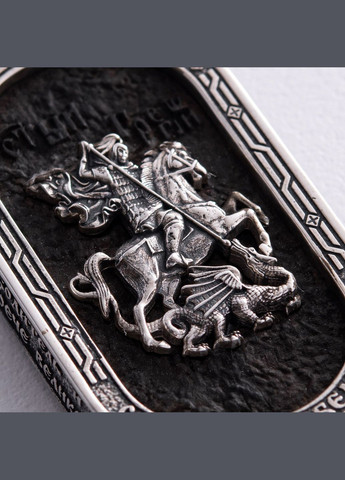 Серебряный кулон Св. Георгий Подебедоносец с эбеновым деревом 950 Oniks (264392692)