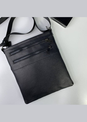 Чоловіча сумка через плече з натуральної шкіри містка планшетка, чорна No Brand (354721972)