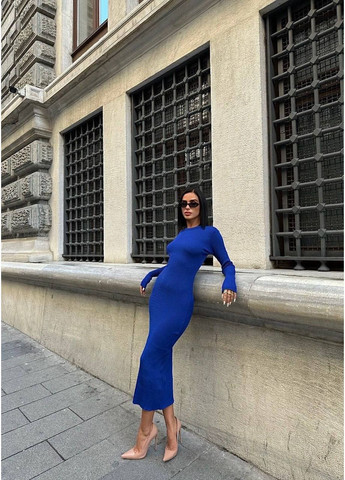 Синее праздничный, вечернее, деловое, кэжуал женское платье силуэтное силуэтная Style Point однотонное