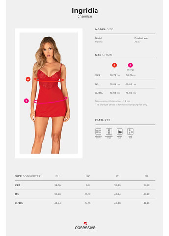Комбінація з мереживним ліфом Ingridia chemise Obsessive (351583128)