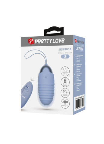 Віброяйце вагінальне Jessica Dream з пультом, блакитне, 7.2 х 3.3 см Pretty Love (361670312)