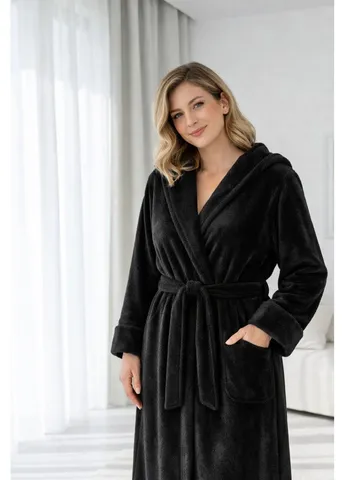 Унисекс Халат С Капюшоном Демисезонный 100% Полиэстер Велсофт Seli Black Diamond (395644777)