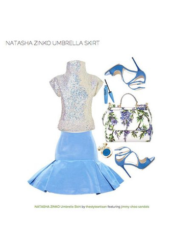 Голубая праздничный однотонная юбка Natasha Zinko колокол