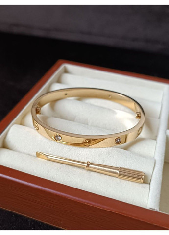 Браслет жіночий із медичної сталі золотистий з камінням No Brand (368713768)