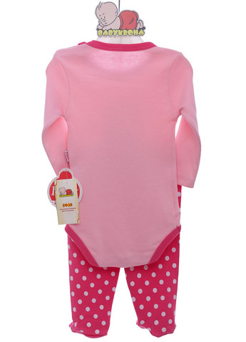 Рожевий демісезонний комплект боді, повзунки та шапочка для дівчинки трикотажний кішечка рожевий 62 см (36868) BABYKROHA
