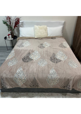 Двосторонній Плед "Comfort & Style" (Велюр + Teddy Fur), розмір 150*210 см кавового кольору з малюнком No Brand (366957586)