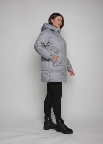 Сіра зимня парка зимова жіноча великого розміру SK