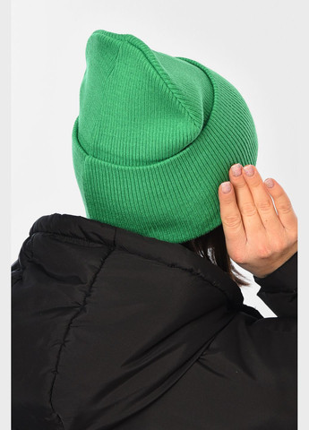 Шапка женская зимняя однотонная зелёного цвета Let's Shop (308017721)