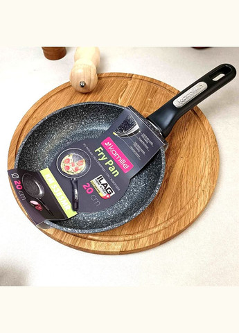 Сковорідка 20 см з антипригарним покриттям чорний мармур з алюмінію для індукції Kamille (303212042)