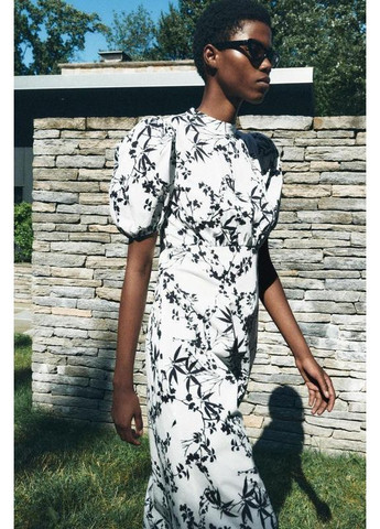 Білий довга сукня zw collection із принтом Zara