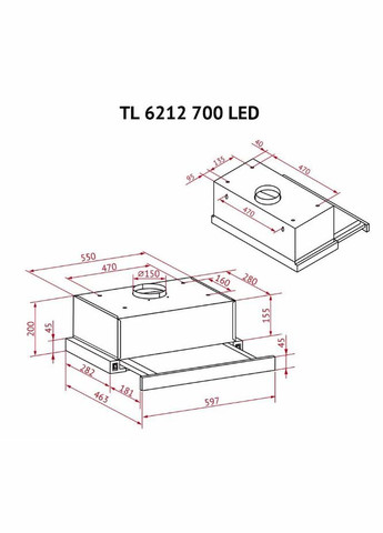 Витяжка TL 6212 Full BL 700 LED PERFELLI (339085528)