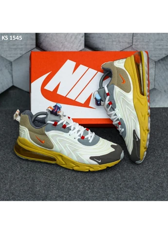 Жовті кросівки чоловічі nike travis scott x air max 270 react yellow найк аір макс жовті демісезон No Brand