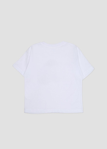 Белая летняя футболка с коротким рукавом для девочки цвет белый цб-00273358 Yuki