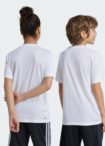 Белая демисезонная футболка train essentials logo regular fit kids adidas