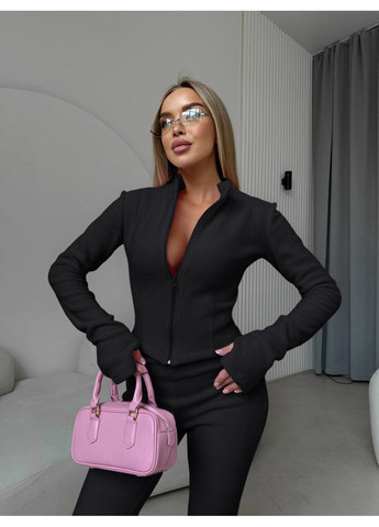 Жіночий костюм з укороченою кофтою та штанами кльош MonCher (365254457)