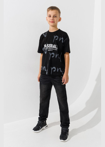 Черная футболка с принтом для мальчика 12135 128 см черный shop (2000990886941) Baby Show