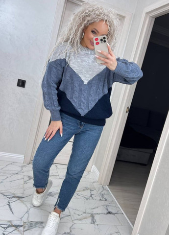 Синій демісезонний в'язаний светр джемпер Allthings