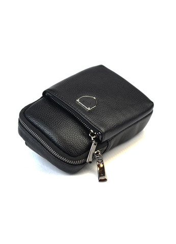 Черная кожаная мужская маленькая нагрудная сумка слинг через плечо для телефона No Brand (305822004)