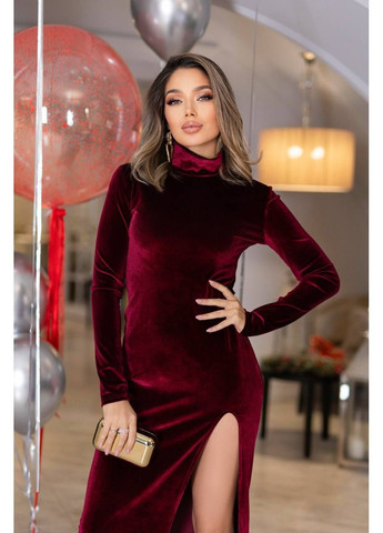 Бордова повсякденний, вечірня, кежуал жіноча сукня силуетна No Brand однотонна